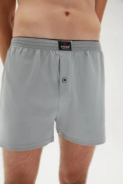 Erdem Erkek Penye Düz Renk Boxer 1400 - 6 Adet  XL Gri