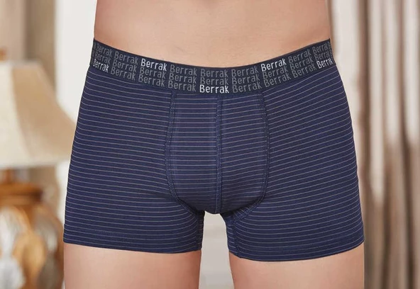 Berrak 4475 Erkek Ringel Çizgili Likralı Pamuk Boxer - 2 Adet  XL Lacivert