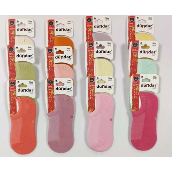 Dündar Kız Çocuk Renkli Sneaker Çorap - 12 Adet  Karışık Renk 26-28 ürün görseli