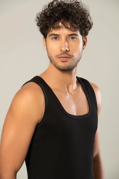 Erdem Erkek Kaşkorse Kare Yaka Askılı Atlet 1128 - 3 Adet  XL Siyah - 2