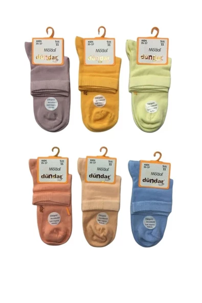 Dündar Kız Çocuk Modal Plus Konç Patik Pastel Renk Dikişsiz Çorap - 6 Adet  Karışık Renk 23-25 - Resim 2