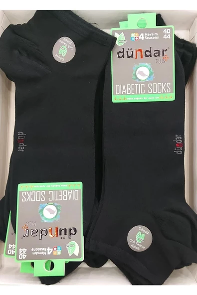 Dündar Erkek Bambu Plus Patik Diyabetik Çorap 5992 - 12 Adet   Siyah 40-44