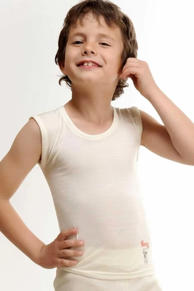 Hasyün Erkek Çocuk İnce İçlik Yün Atlet 520 - 2 Adet  Ekru 8(8-9 Yaş) ürün görseli 1