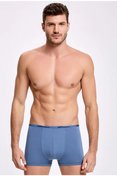 İlke Erkek Modal İnce Bel Lastikli Boxer 1603 - 6 Adet  İndigo S