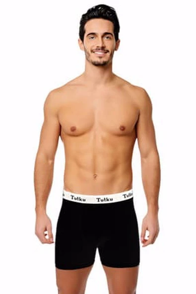 6 Adet Tutku Erkek Elastan Spor Boxer  Siyah M