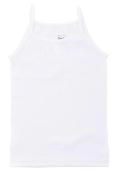 Tutku Kız Çocuk Askılı Saten Biyeli Atlet 0187- 6 Adet  Beyaz 4 (7-8 YAŞ) - Resim 2