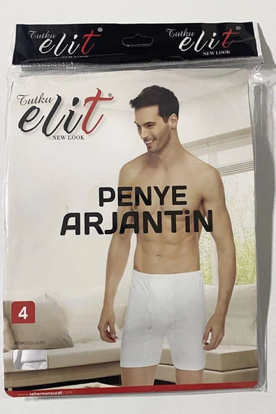 Tutku Elit Erkek Penye Arjantin Paçalı Boxer 1051 - 6 Adet  Beyaz XL - Resim 4