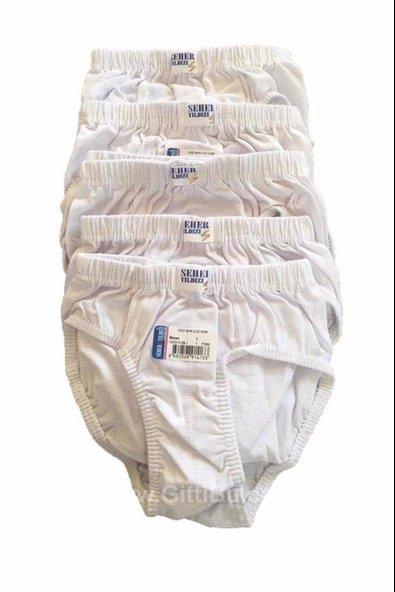 Seher Erkek Çocuk  Pamuklu Slip Külot 0037-12 Adet  Beyaz 4 (7-8 YAŞ)