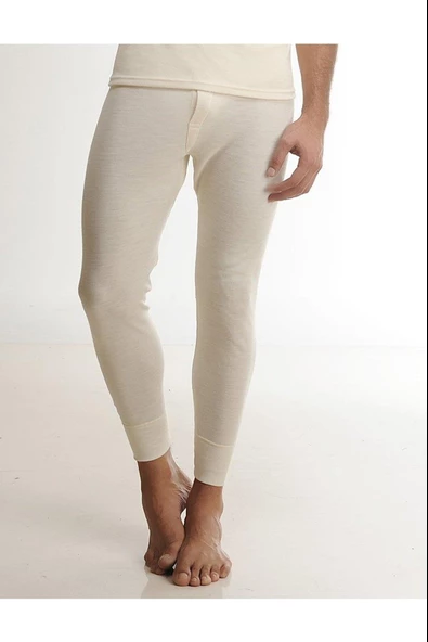 Hasyün Erkek %100 Yün Uzun Kollu Fanila Tayt İçlik Set 1002 - 1001- 1 Set  M Ekru - Resim 5