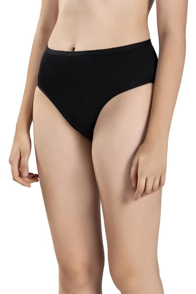 Jiber Kadın Pamuklu Likralı Yüksek Bel Külot 652- 6 Adet  Siyah 2XL - 2