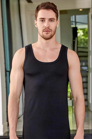 Berrak Erkek Modal Likralı Atlet 4045 - 6 Adet  Siyah M ürün görseli