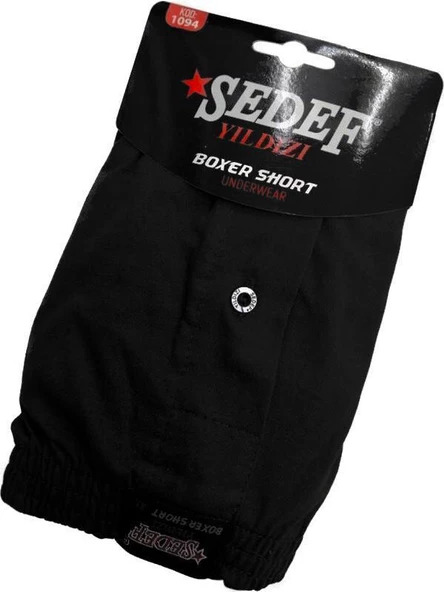 Sedef Yıldızı Erkek Düğmeli Penye Boxer 1094 - 3 Adet  Siyah M