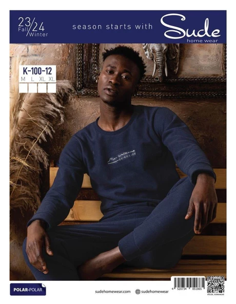 Sude Erkek Kışlık Polar Pijama Takımı K100/12 - 1 Adet  L Lacivert