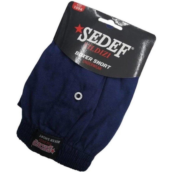 Sedef Yıldızı Erkek Düğmeli Penye Boxer 1094 - 3 Adet  Lacivert 2XL