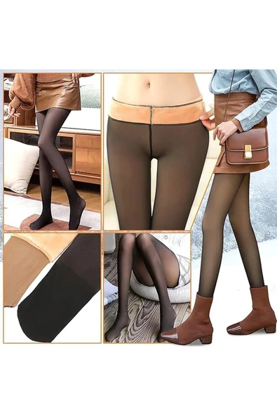 Larosa Kadın Polar Termal Kışlık Külotlu Çorap - 2 Adet KB18002  Siyah L - XL - 3