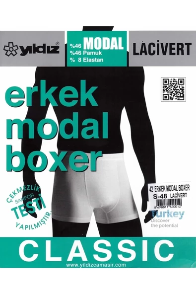 Yıldız Erkek Modal Likralı Boxer 37/42 - 9 Adet  M Lacivert - 3