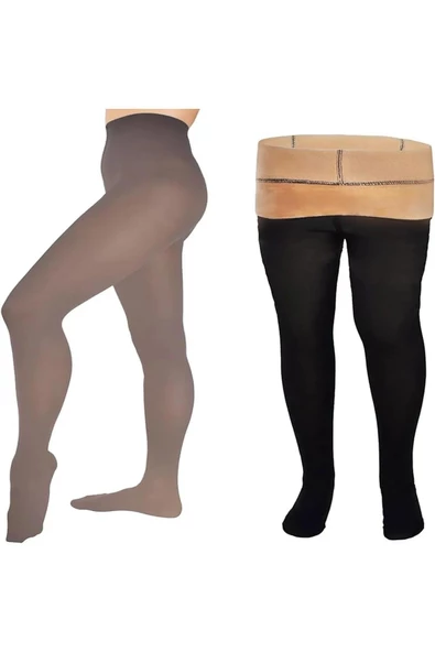 Larosa Kadın Polar Termal Kışlık Külotlu Çorap - 2 Adet KB18002  Siyah L - XL - 7