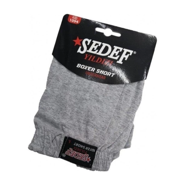Sedef Yıldızı Erkek Düğmeli Penye Boxer 1094 - 3 Adet  Gri 2XL
