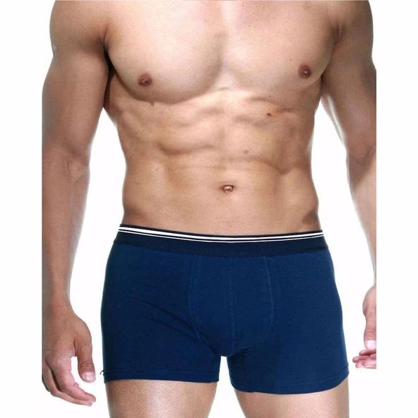 Berrak 1097 Likralı Erkek Boxer Paçalı Külot 6 Adet   Lacivert 3XL