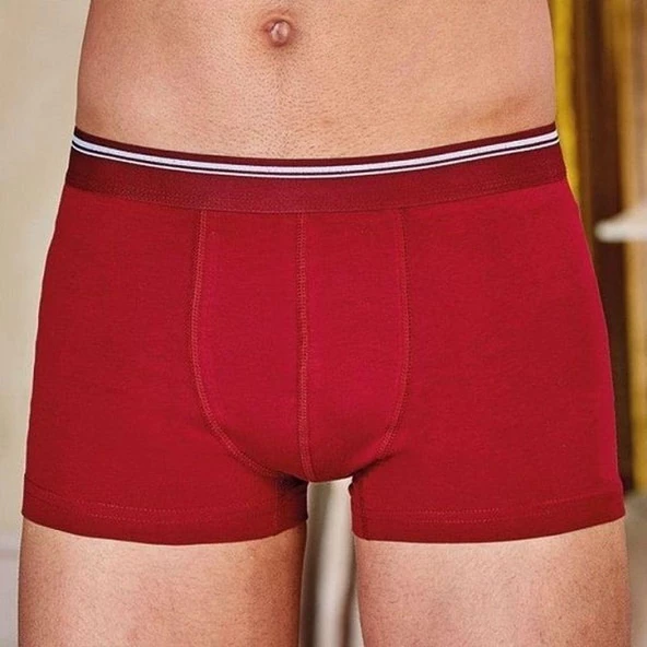 Berrak 1097 Likralı Erkek Boxer Paçalı Külot 6 Adet   L Bordo