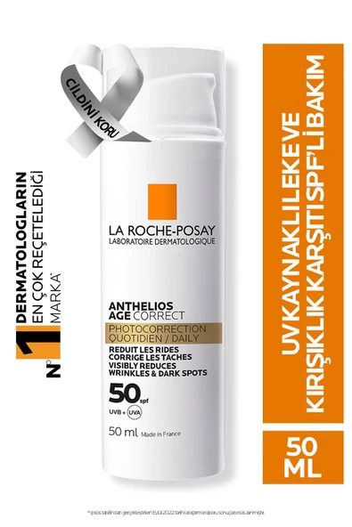 La Roche Posay Anthelios Age Correct SPF50+ Yaşlanma Karşıtı Yüz Güneş Kremi 50 ml