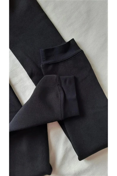 F.K. Leggings Kadın Termal Tayt Kışlık İçi Pelüş İçlik  - 1 Adet  Siyah S - M - Resim 9