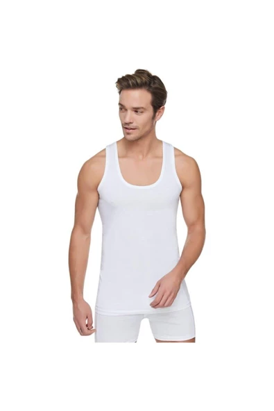 Gümüş Erkek Klasik Askılı Atlet 3001 - 6 Adet  Beyaz 3XL - Resim 2