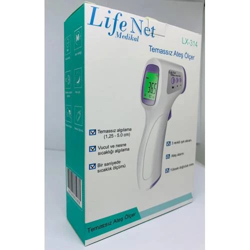 Temassız Ateş Ölçer Kızıl Ötesi Vücut ve Alından Termometre Life Net Medikal LX-314 MOR - 4