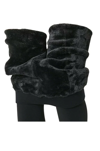 F.K. Leggings Kadın Termal Tayt Kışlık İçi Pelüş İçlik  - 1 Adet  Siyah S - M - Resim 8