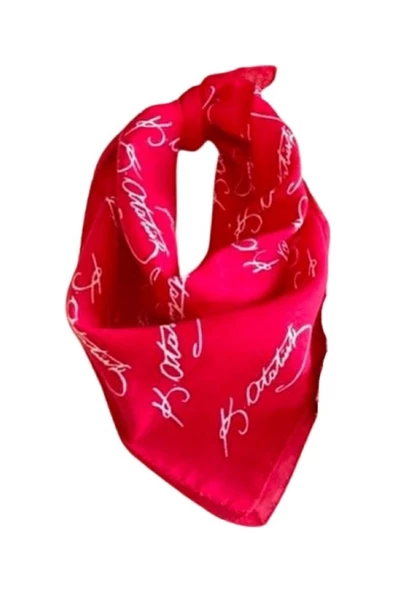 10 ADET  Atatürk İmzalı Çok Amaçlı Bandana Fular Kırmızı Renk 50x50 (Okul, Etkinlik, Tören, Gösteri) - 2