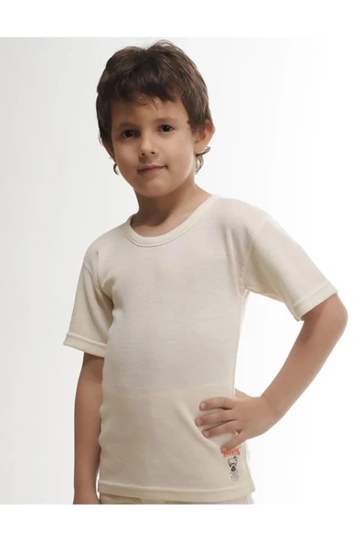 Hasyün Erkek Çocuk Kısa Kol İnce İçlik Yün Fanila Atlet 500 - 1 Adet  Ekru 5Yaş ürün görseli