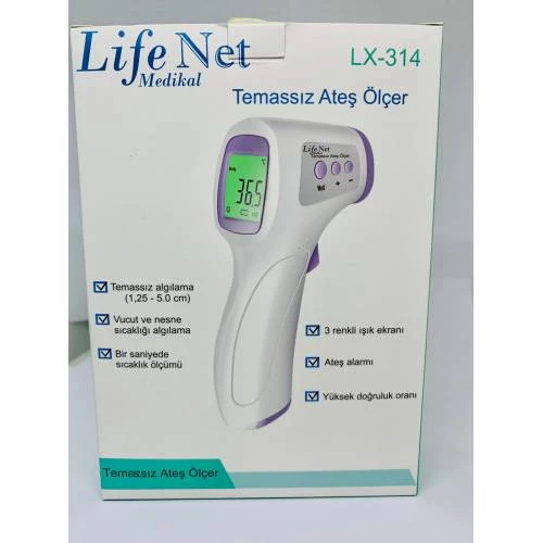 Temassız Ateş Ölçer Kızıl Ötesi Vücut ve Alından Termometre Life Net Medikal LX-314 MOR - 6