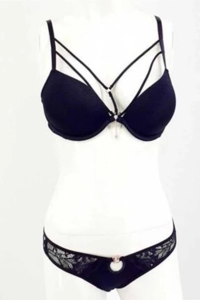 Le Jardin Kadın Silikonlu Simli Sütyen Külot Takımı 5020 - 1 Adet  85B Koyu Lacivert - Resim 12