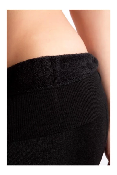 F.K. Leggings Kadın Termal Tayt Kışlık İçi Pelüş İçlik  - 1 Adet  Siyah S - M - Resim 5