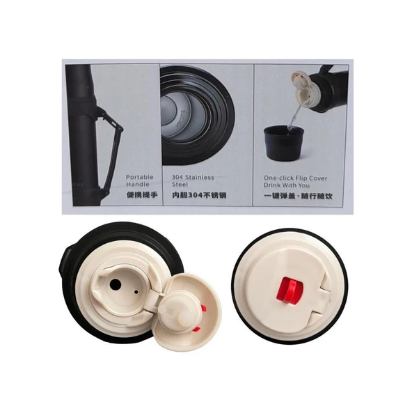 Shotay Çelik Termos 1200Ml Siyah - 4