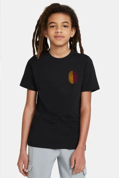 Sarı Kırmızı Parmak İzi Siyah Çocuk Tshirt
