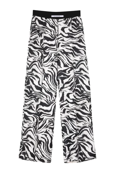 Beli Lastikli Zebra Desenli Pantolon Siyah - 5