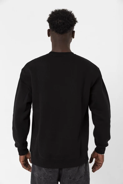 Siyah Beyaz Parmak İzi Siyah Erkek 2ip Sweatshirt - 5