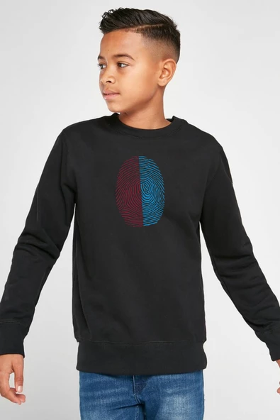Bordo Mavi Parmak İzi Siyah Çocuk 2ip Sweatshirt