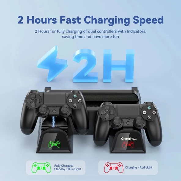 Hepu TP4-882C PS4 3 Soğutma Fanlı Stand Şarj İstasyonu For P-4/Slim/Pro - 7