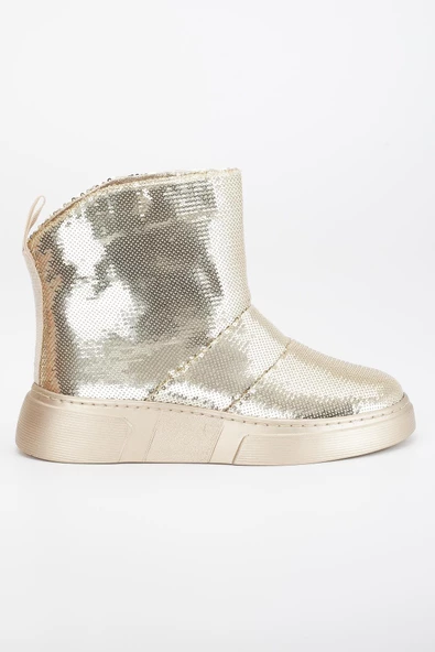 Kadın Bot Düz Taban Gold Pullu Bağsız Parlak - Resim 3