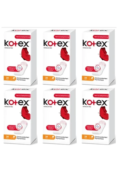 Kotex Günlük Ped Ince 34'lü Parfümlü 6 Paket
