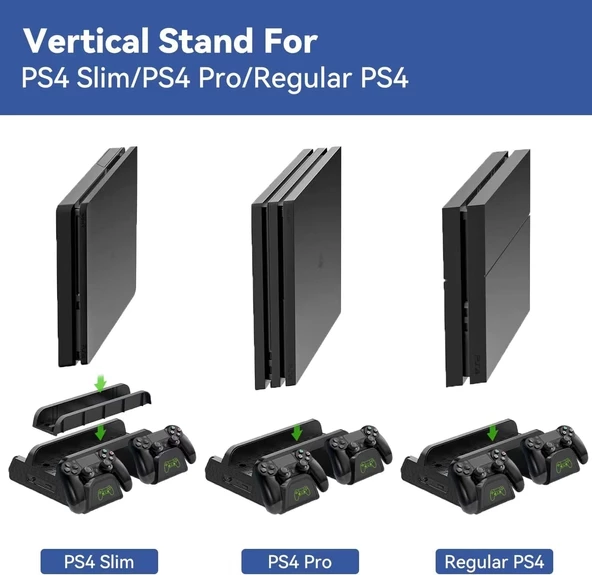 Hepu TP4-882C PS4 3 Soğutma Fanlı Stand Şarj İstasyonu For P-4/Slim/Pro - 2