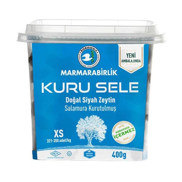 Marmara Birlik Kuru Sele Zeytin XS 321-350 gr (400 gr)