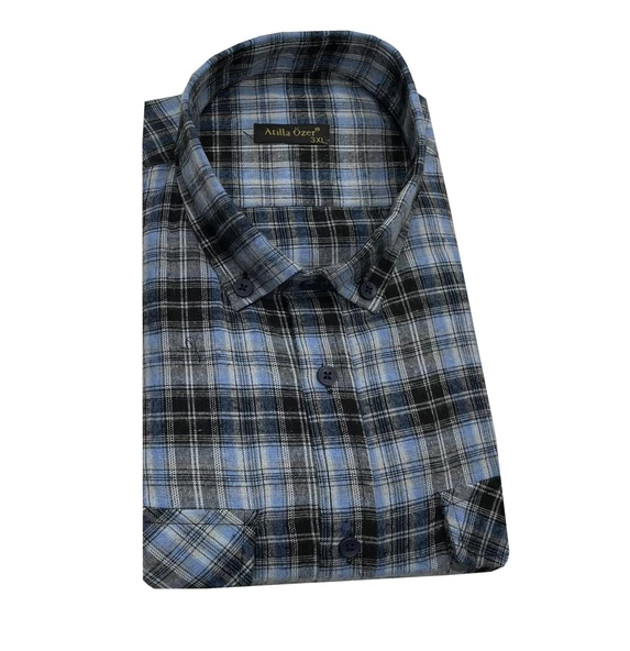 Atilla Özer Büyük Beden Çift Cep Klasik Kışlık Kaşmir Gömlek-6990 - 2