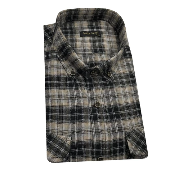 Atilla Özer Büyük Beden Çift Cep Klasik Kışlık Kaşmir Gömlek-7002 - 2