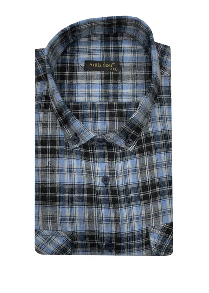 Atilla Özer Büyük Beden Çift Cep Klasik Kışlık Kaşmir Gömlek-6990