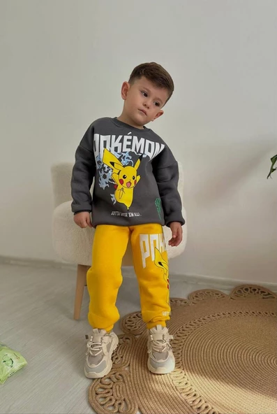 ERKEK ÇOCUK POKEMON MODELLİ 3İPLİK ŞARDONLU EŞOFMAN TAKIMI - 2