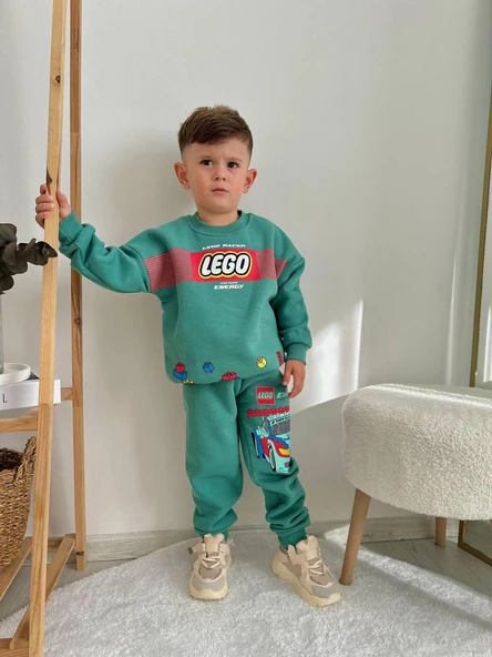 ERKEK ÇOCUK LEGO MODELLİ 3İPLİK ŞARDONLU EŞOFMAN TAKIMI