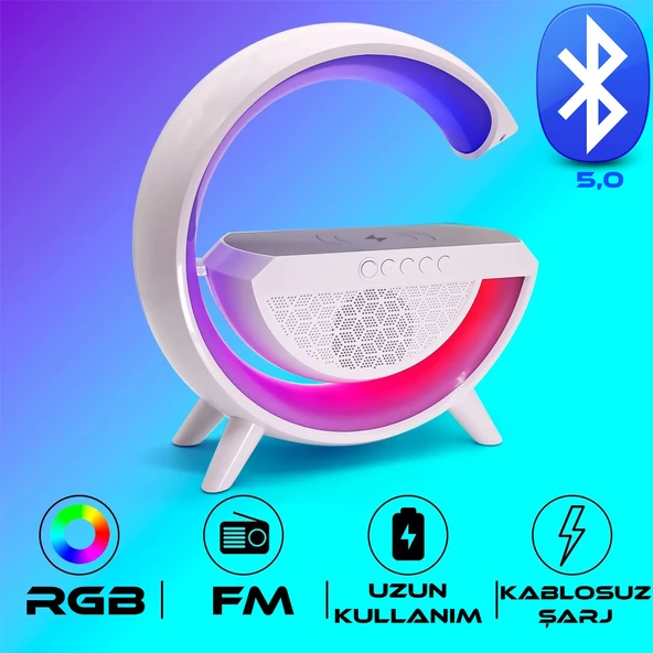 TT BT-2301 G-Tasarımlı RGB Kablosuz Şarj Özellikli Bluetooth Hoparlör USB /FM /TF Kart /AUX